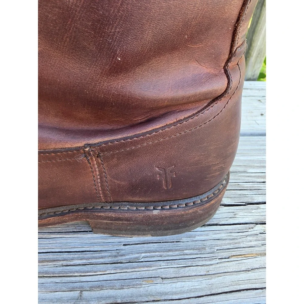 Frye Campus Inside Zip Brown Leather Boots Mens 11.5 D 3487105 Distressed Ankle